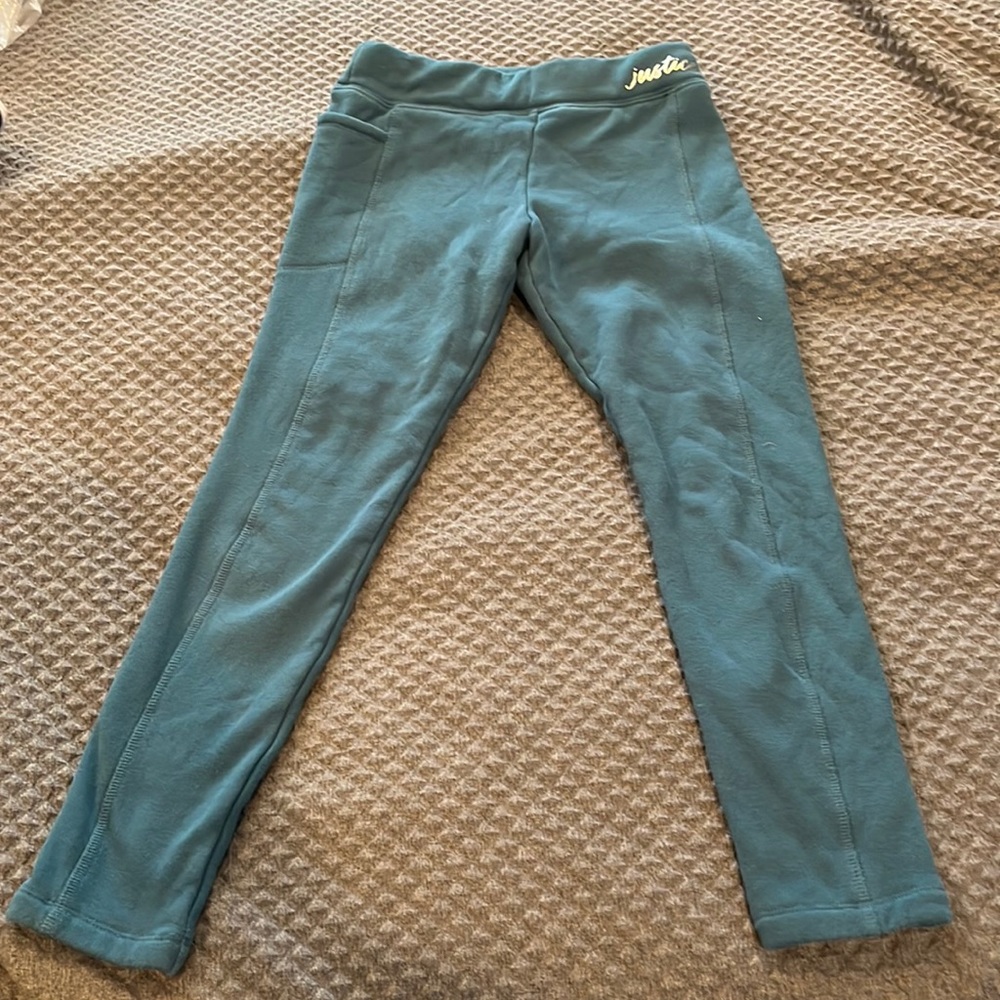 Justice sweatpants, green color